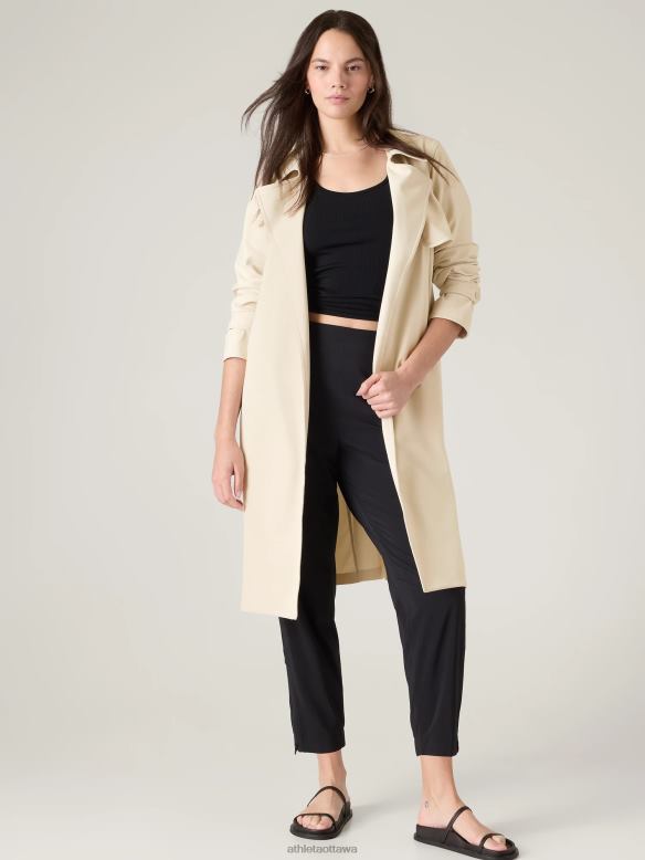 Athleta Stellar Trench Women Calcite Beige Clothing VHFL2587