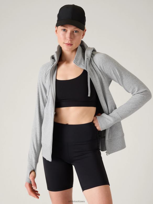 Athleta Triumph Hoodie Women Grey Heather Clothing VHFL2567