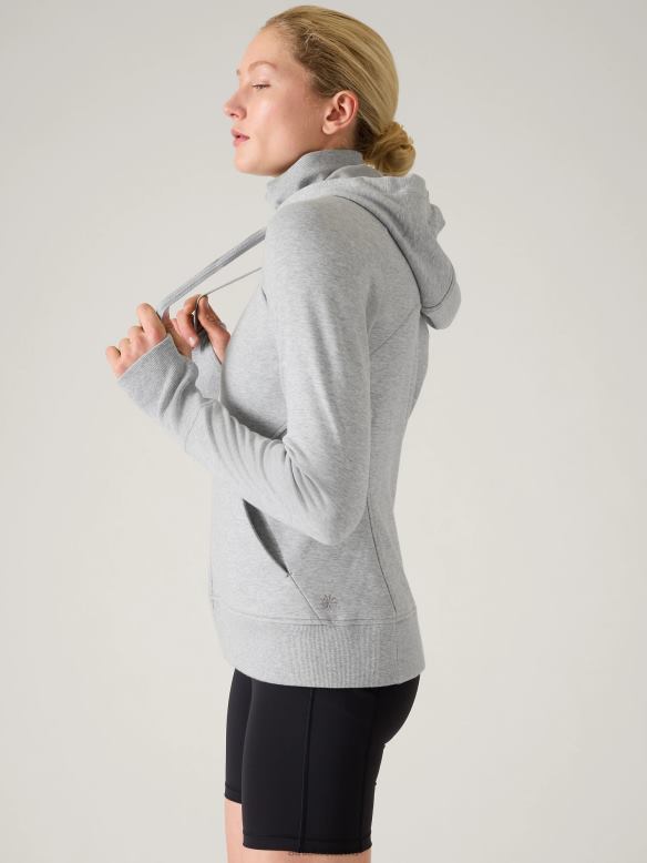 Athleta Triumph Hoodie Women Grey Heather Clothing VHFL2567