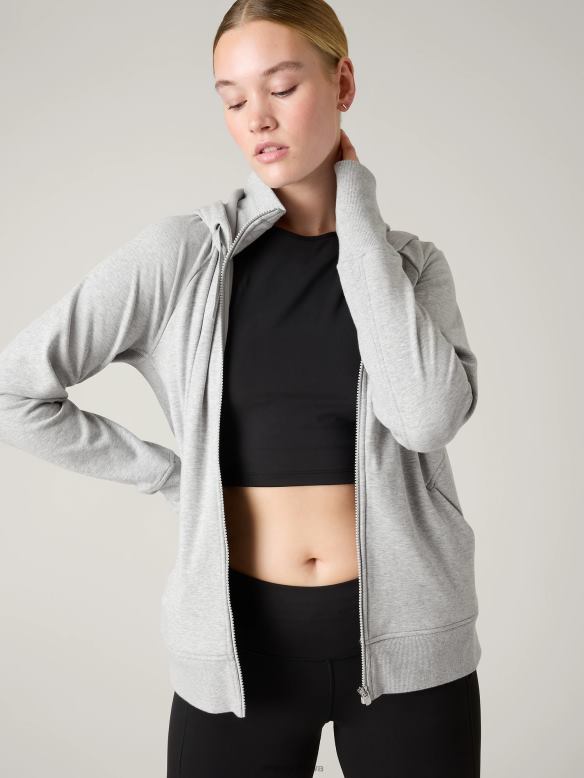 Athleta Triumph Hoodie Women Grey Heather Clothing VHFL2567