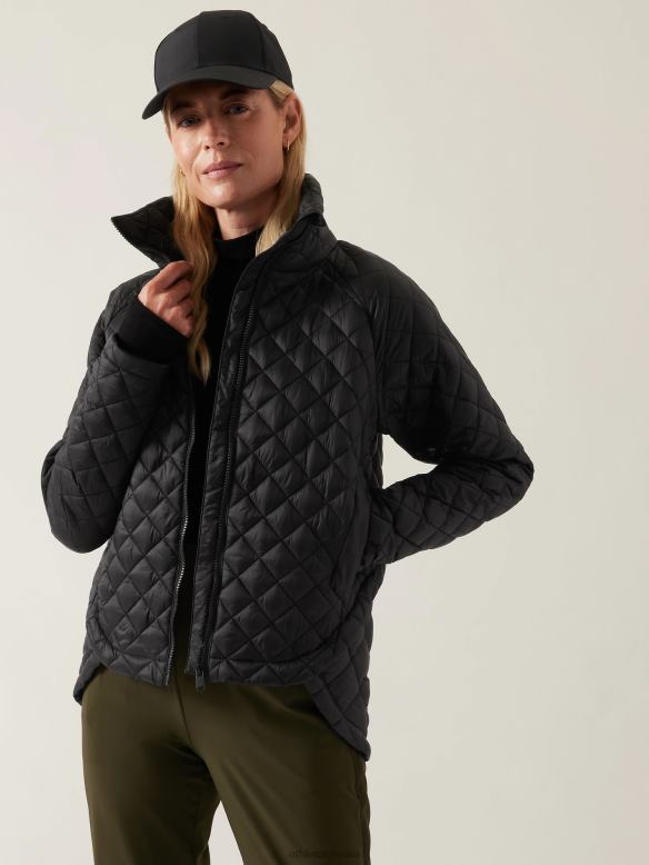 Athleta Whisper Featherless Puffer Jacket Women Black Clothing VHFL2561