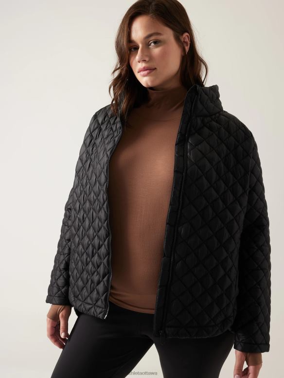 Athleta Whisper Featherless Puffer Jacket Women Black Clothing VHFL2561