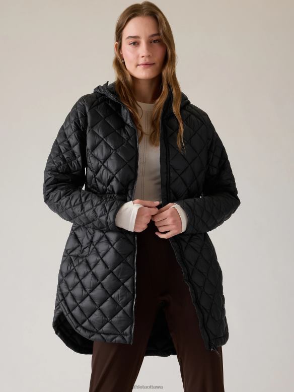 Athleta Whisper Featherless Puffer Parka Women Black Clothing VHFL2586