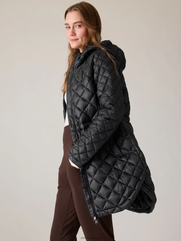 Athleta Whisper Featherless Puffer Parka Women Black Clothing VHFL2586