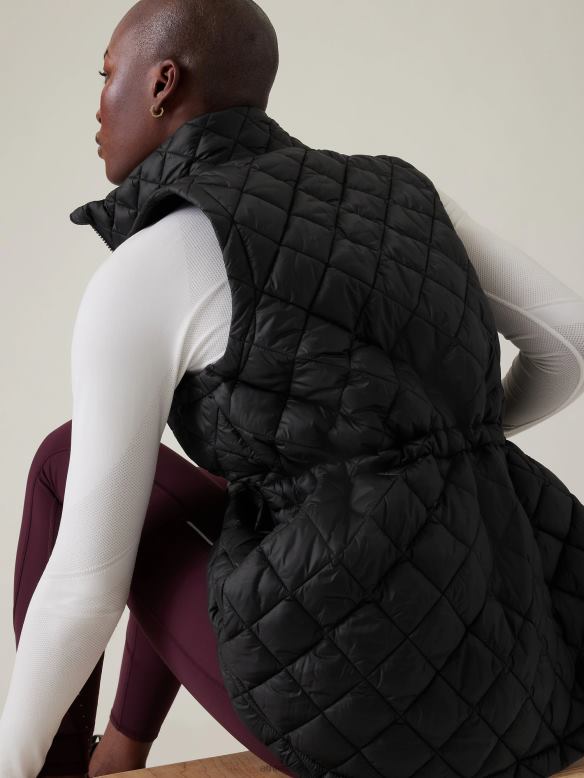 Athleta Whisper Featherless Puffer Vest Women Black Clothing VHFL2581