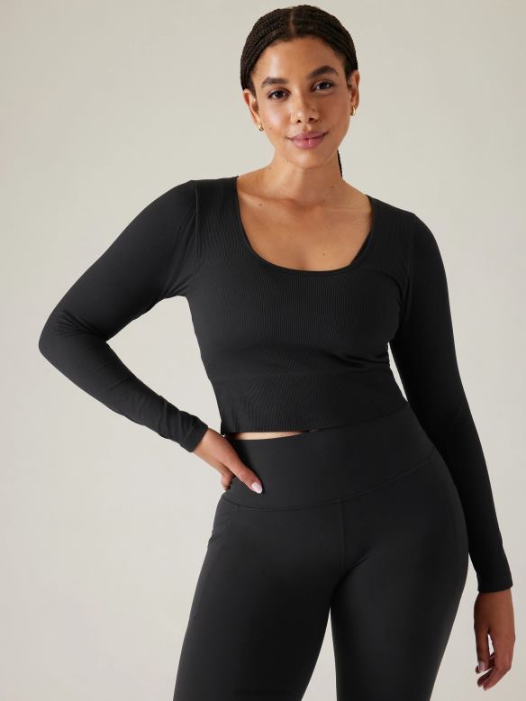 Athleta Aurora Seamless Top Women Black Clothing VHFL2447