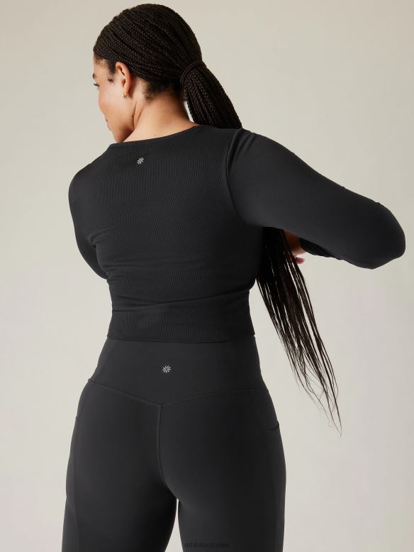 Athleta Aurora Seamless Top Women Black Clothing VHFL2447