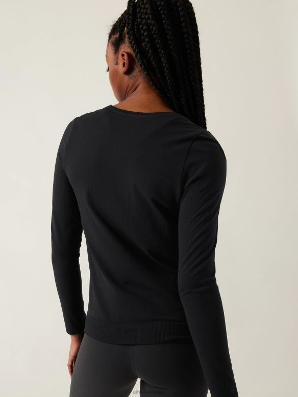 Athleta In Motion Seamless Top Women Black Clothing VHFL2262