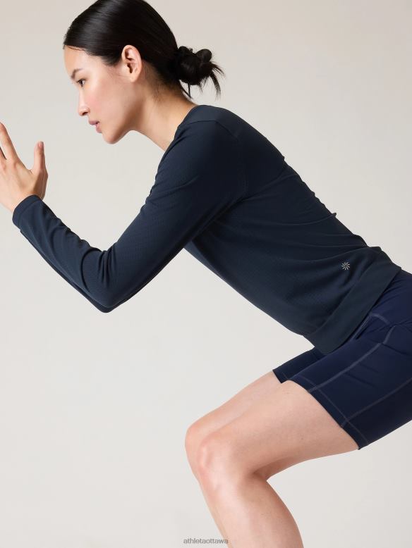 Athleta In Motion Seamless Top Women Navy Clothing VHFL2244