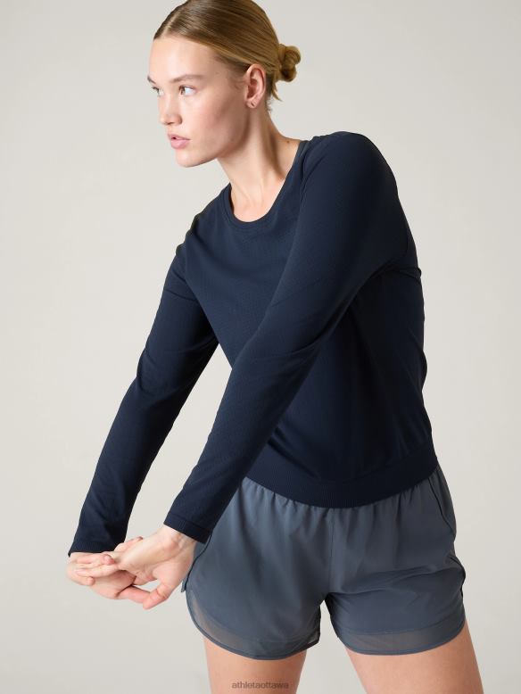 Athleta In Motion Seamless Top Women Navy Clothing VHFL2244