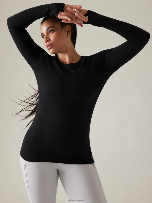 Athleta Momentum Seamless Top Women Black Clothing VHFL2415