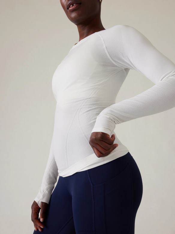 Athleta Momentum Seamless Top Women Bright White Clothing VHFL2500