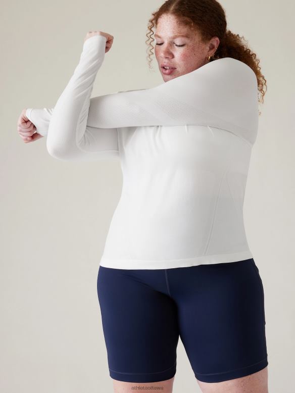 Athleta Momentum Seamless Top Women Bright White Clothing VHFL2500