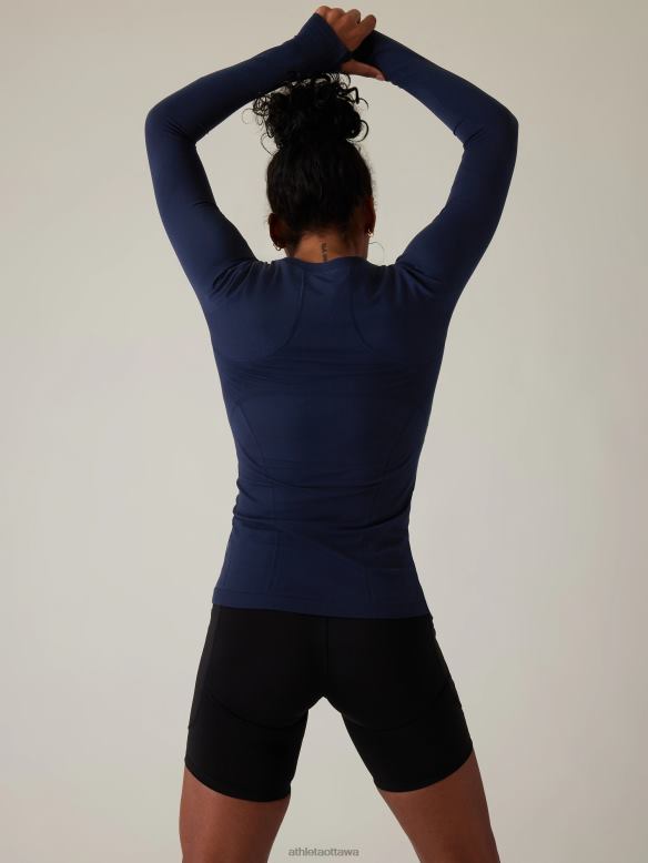 Athleta Momentum Seamless Top Women Navy Clothing VHFL2443