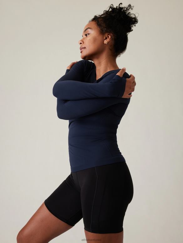 Athleta Momentum Seamless Top Women Navy Clothing VHFL2443