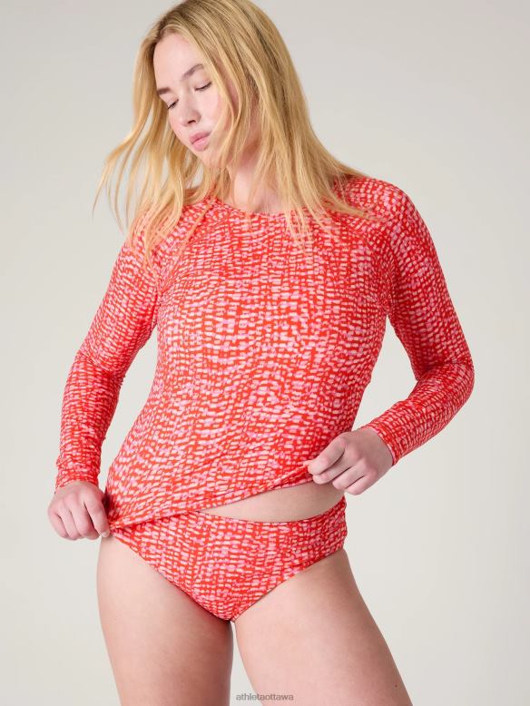 Athleta Point Break Rashguard Women Hudson Red Clothing VHFL2896