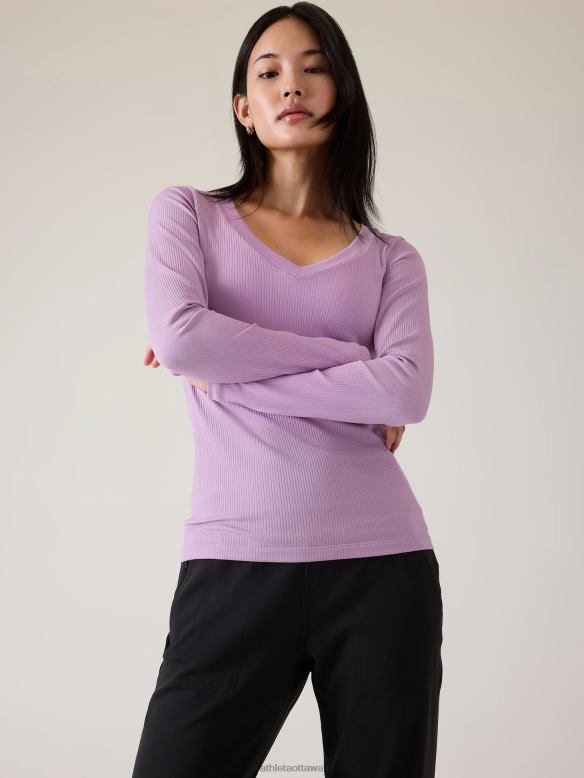 Athleta Renew Seamless V-Neck Top Women Begonia Clothing VHFL2512