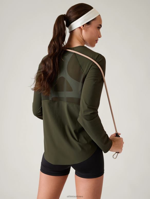 Athleta Ultimate Mesh Top Women Aspen Olive Clothing VHFL2227