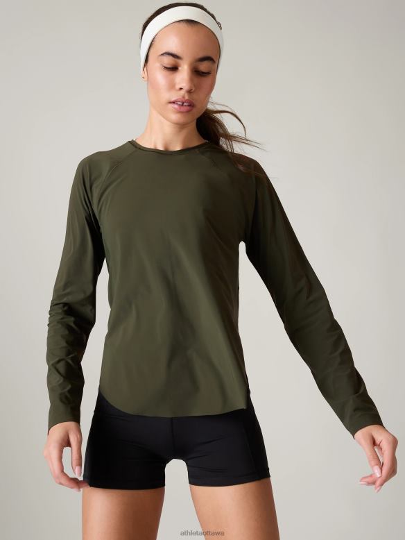 Athleta Ultimate Mesh Top Women Aspen Olive Clothing VHFL2227