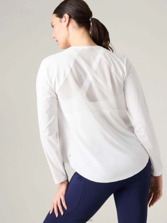 Athleta Ultimate Mesh Top Women Bright White Clothing VHFL2526