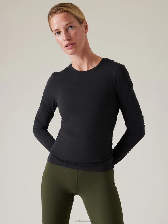 Athleta With Ease Cinch Top Women Black Clothing VHFL2207