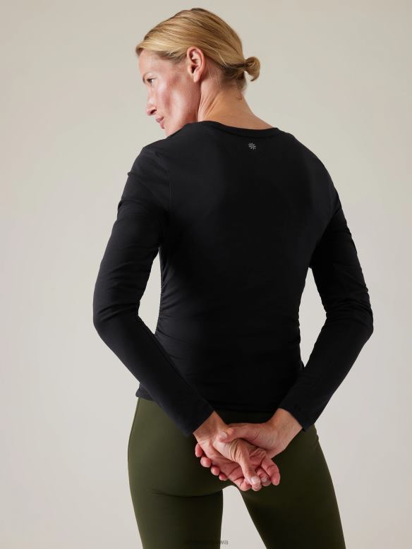 Athleta With Ease Cinch Top Women Black Clothing VHFL2207