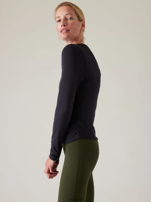 Athleta With Ease Cinch Top Women Black Clothing VHFL2207