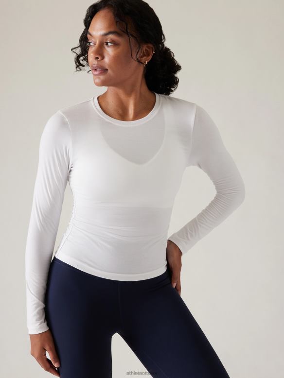 Athleta With Ease Cinch Top Women Bright White Clothing VHFL2497