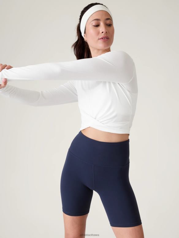 Athleta With Ease Twist Top Women Bright White Clothing VHFL2199