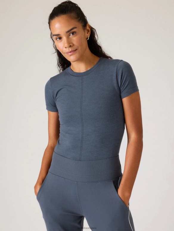 Athleta Ascent Seamless Tee Women Granite Blue Clothing VHFL2254