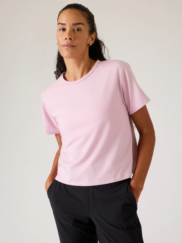 Athleta Essential Tee Women Begonia Clothing VHFL2364