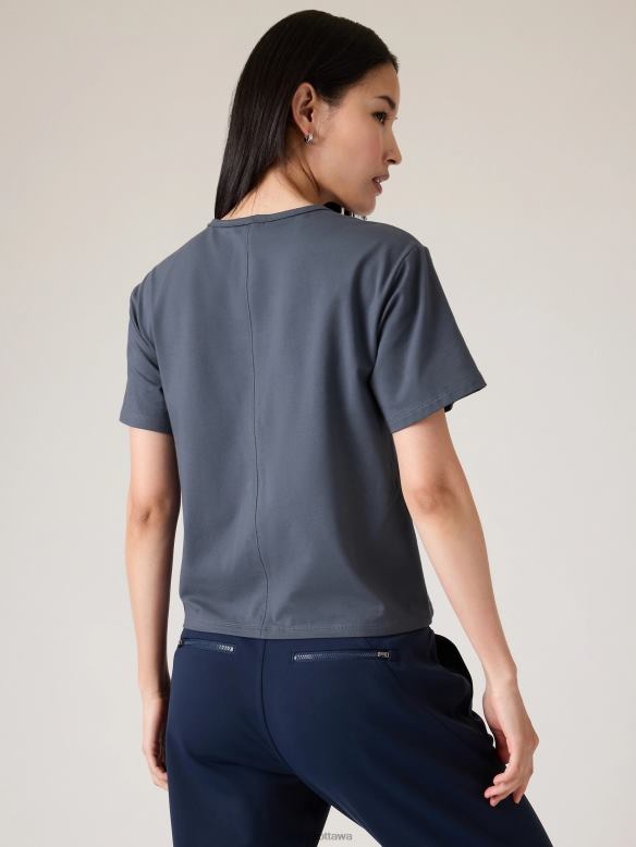 Athleta Essential Tee Women Granite Blue Clothing VHFL2446