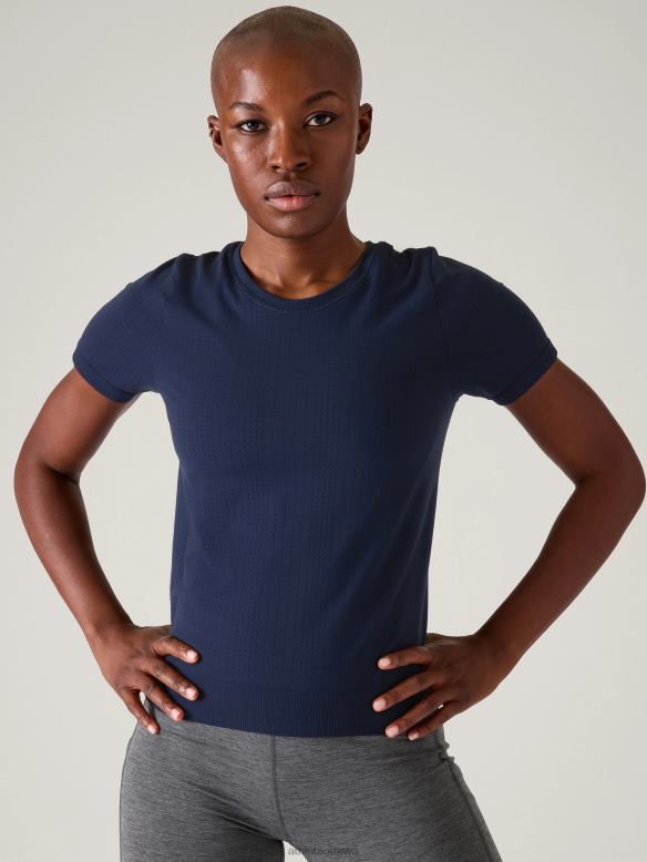 Athleta In Motion Seamless Tee Women Navy Clothing VHFL2241