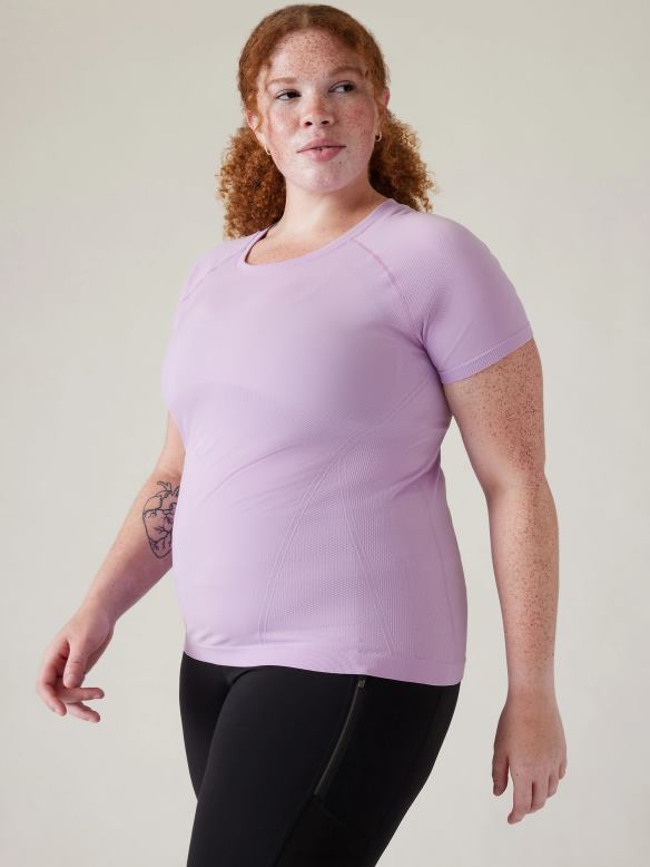 Athleta Momentum Seamless Tee Women Begonia Clothing VHFL2195