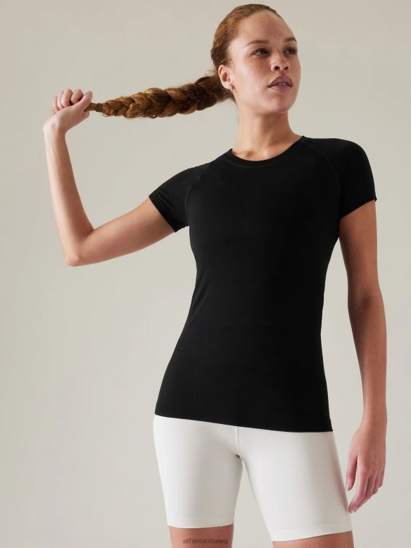 Athleta Momentum Seamless Tee Women Black Clothing VHFL2286