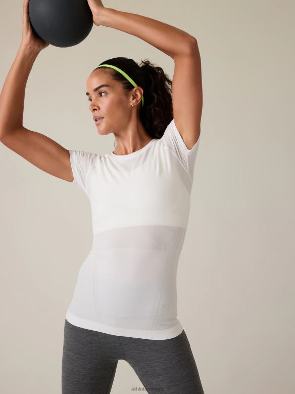 Athleta Momentum Seamless Tee Women Bright White Clothing VHFL2452