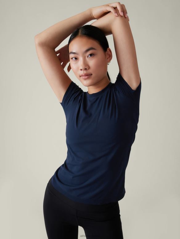 Athleta Momentum Seamless Tee Women Navy Clothing VHFL2339