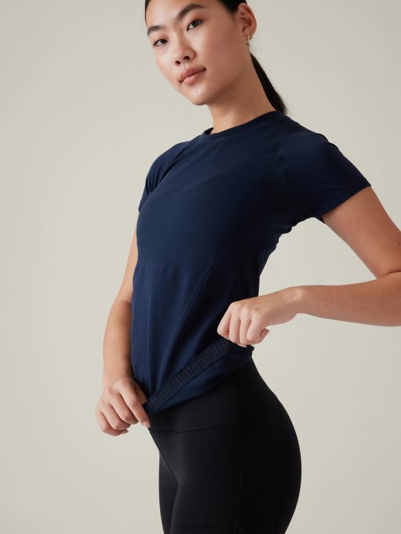 Athleta Momentum Seamless Tee Women Navy Clothing VHFL2339