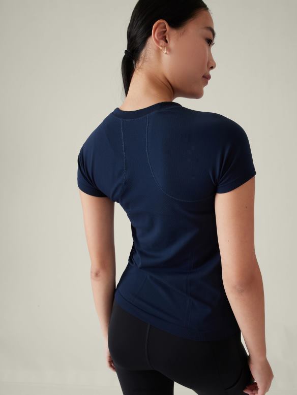 Athleta Momentum Seamless Tee Women Navy Clothing VHFL2339