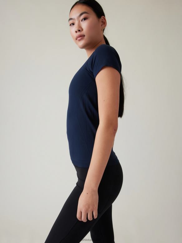 Athleta Momentum Seamless Tee Women Navy Clothing VHFL2339