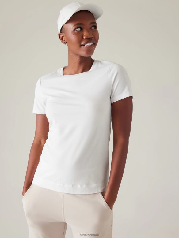 Athleta Outbound Tee Women Bright White Clothing VHFL2393