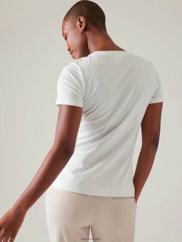 Athleta Outbound Tee Women Bright White Clothing VHFL2393