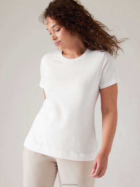 Athleta Outbound Tee Women Bright White Clothing VHFL2393