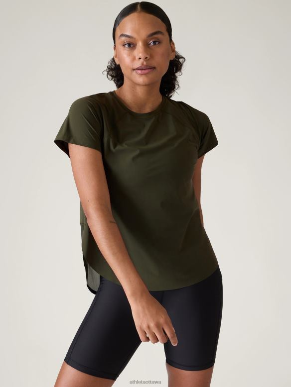 Athleta Ultimate Mesh Tee Women Aspen Olive Clothing VHFL2218