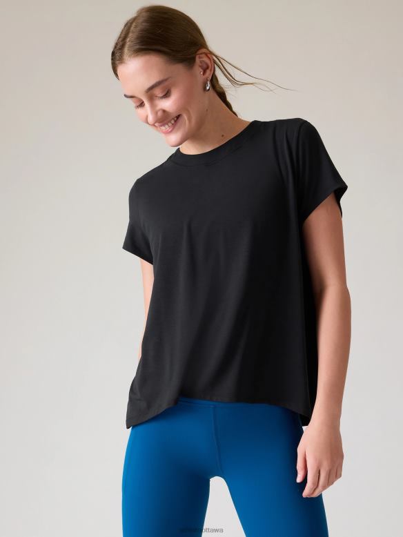 Athleta With Ease Tee Women Black Clothing VHFL2323