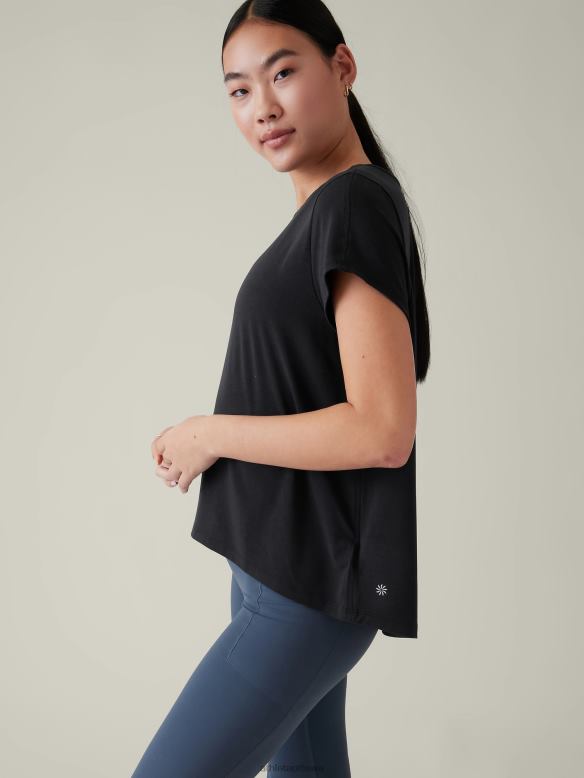 Athleta With Ease Tee Women Black Clothing VHFL2323