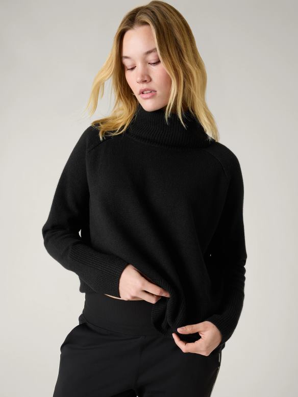 Athleta Alpine Turtleneck Sweater Women Black Clothing VHFL2516