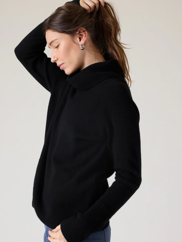 Athleta Alpine Turtleneck Sweater Women Black Clothing VHFL2516