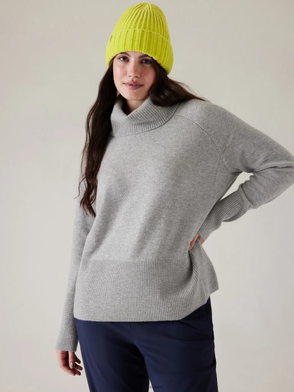 Athleta Alpine Turtleneck Sweater Women Grey Heather Clothing VHFL2247