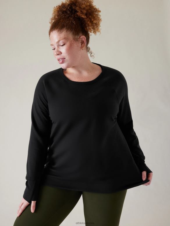 Athleta Coaster Luxe Recover Sweatshirt Women Black Clothing VHFL2394